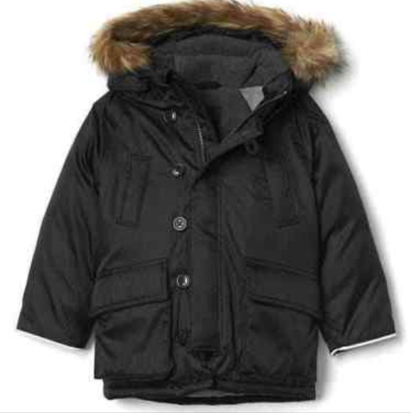 Baby Gap-Black Down Snorkel Parka Coat Jacket Sz 18- 24 Months NWT